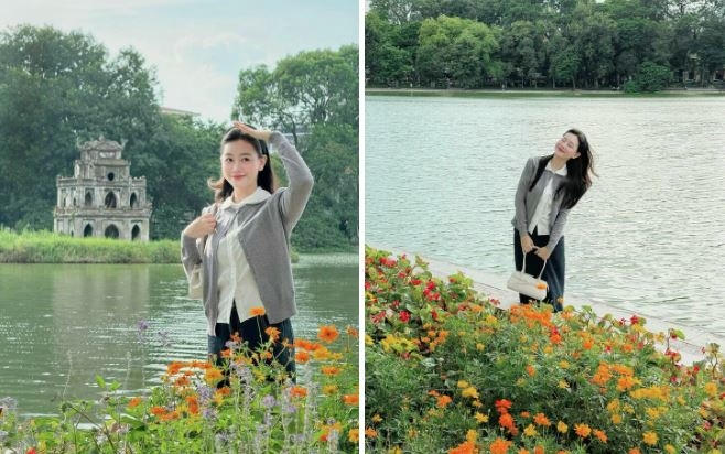 Lê Chi trong bộ ảnh chụp tại Hồ Gươm với hàng nghìn tương tác
